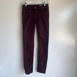 RAG & BONE/ JEAN Burgundy Wine Color Skinny Denim 5-Pocket JEANS Size 26